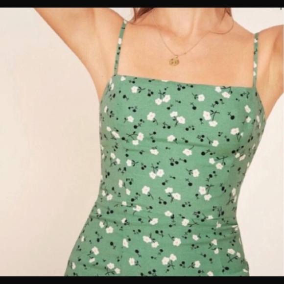 Reformation Sam Pico Green Floral Bodycon - Picture 2 of 5